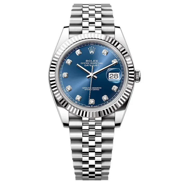 Rolex Datejust Blue Dial Diamond Metal Watch (With Og Box)
