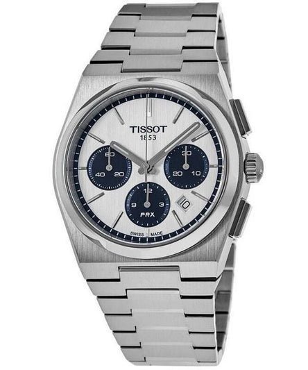 Tissot PRX T-Classic Chronograph White Dial Auto motion Metal Wrist Watch