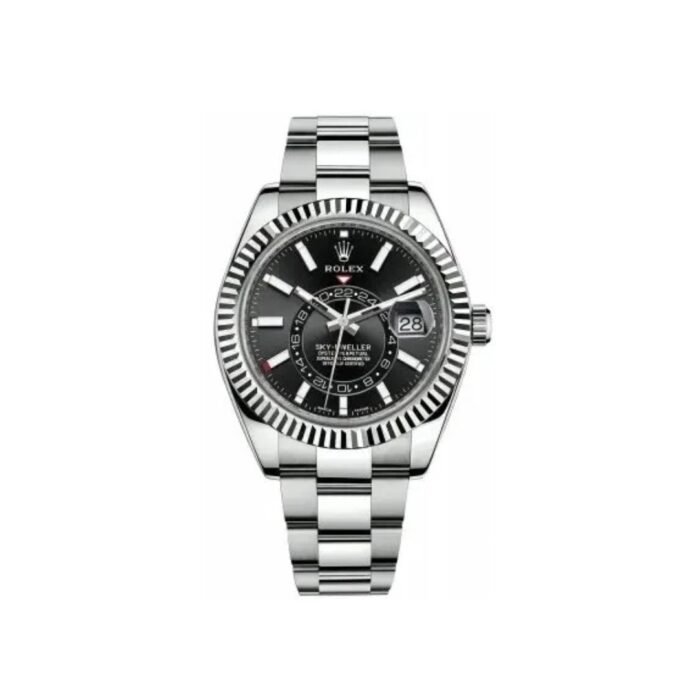 ROLEX SKY-DWELLER 42MM OYSTERSTEEL (BLACK/INDEX) WRIST WATCH (With Og Box)