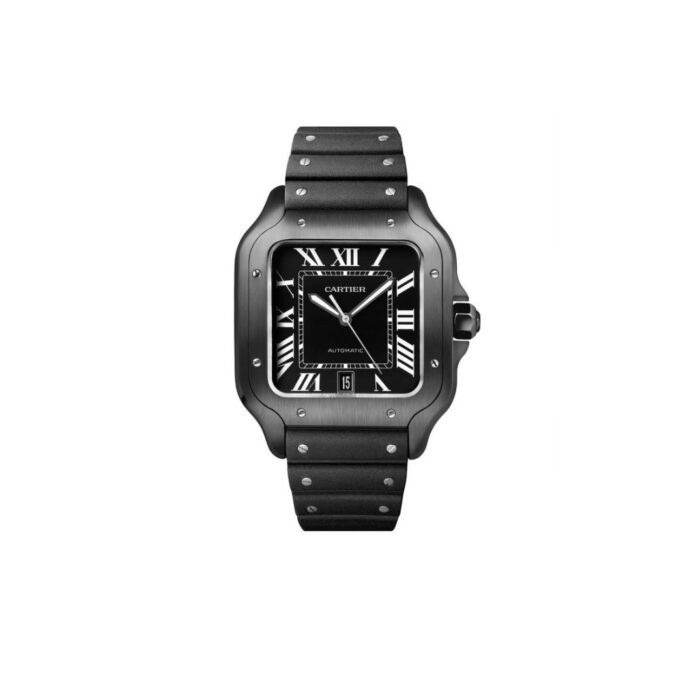 CARTIER SANTOS DE LETHER BLACK WRIST WATCH