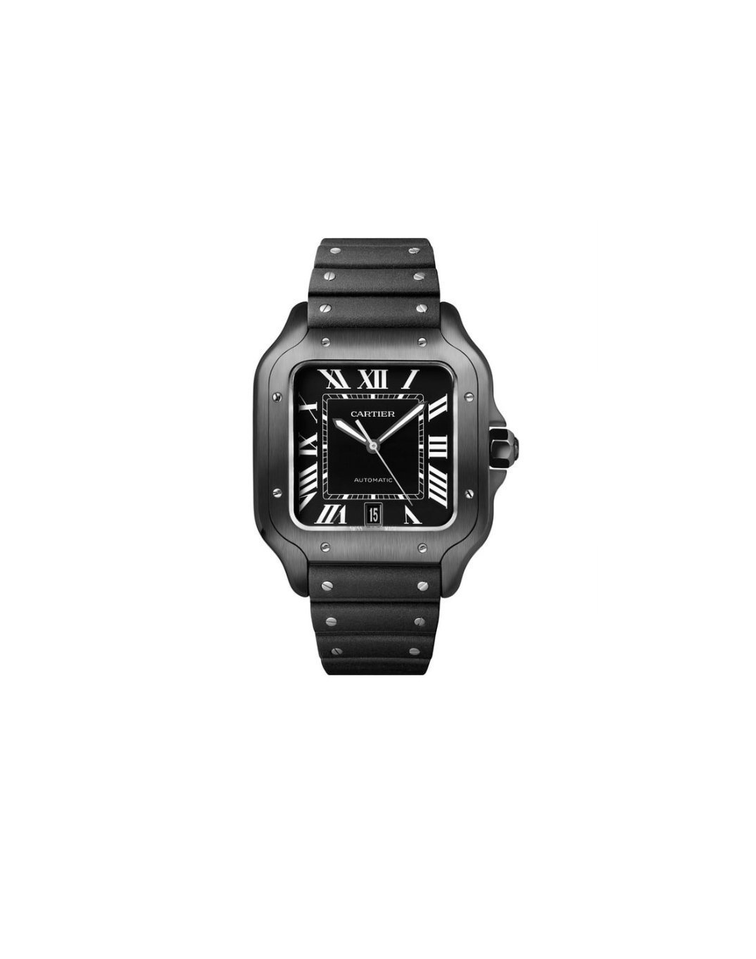 CARTIER SANTOS DE LETHER BLACK WRIST WATCH