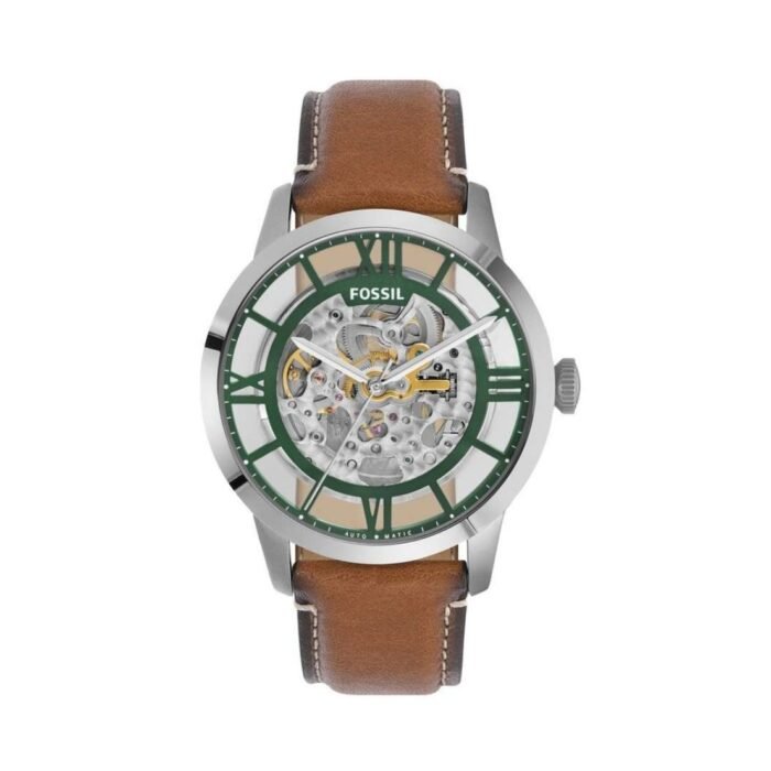 FOSSIL MEN BROWN TOWNSMAN SKELETON AUTOMATIC LETHER WRIST WATCH