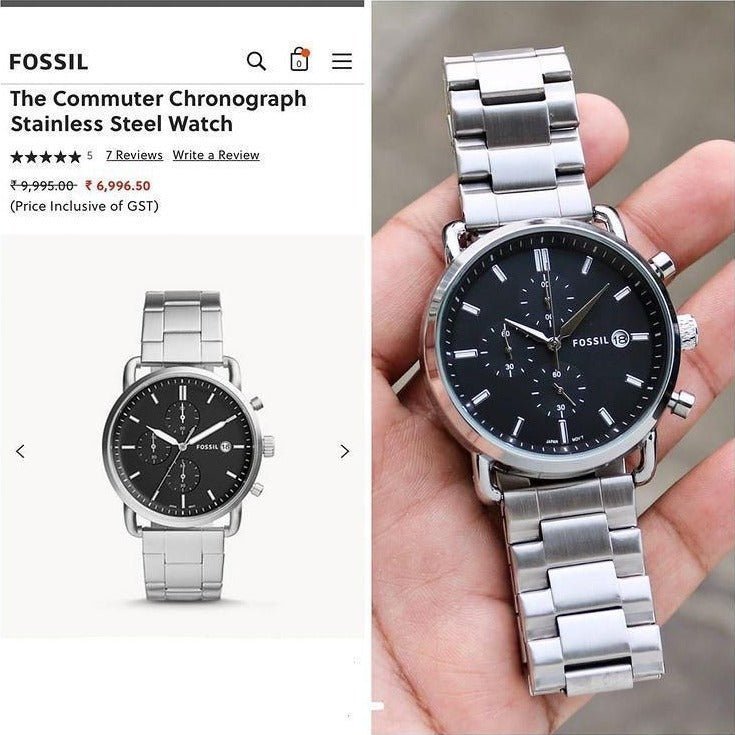 FOSSIL COMMUTER STAINLESS STEEL PREMIUM WATCH SILVER - Image 3