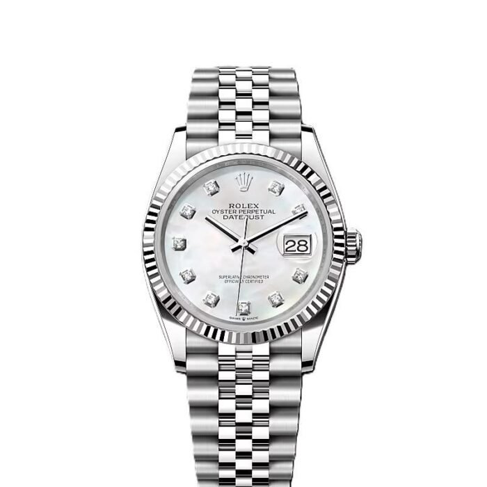 Rolex Date just 41 bright white , diamond-set (With Og Box)